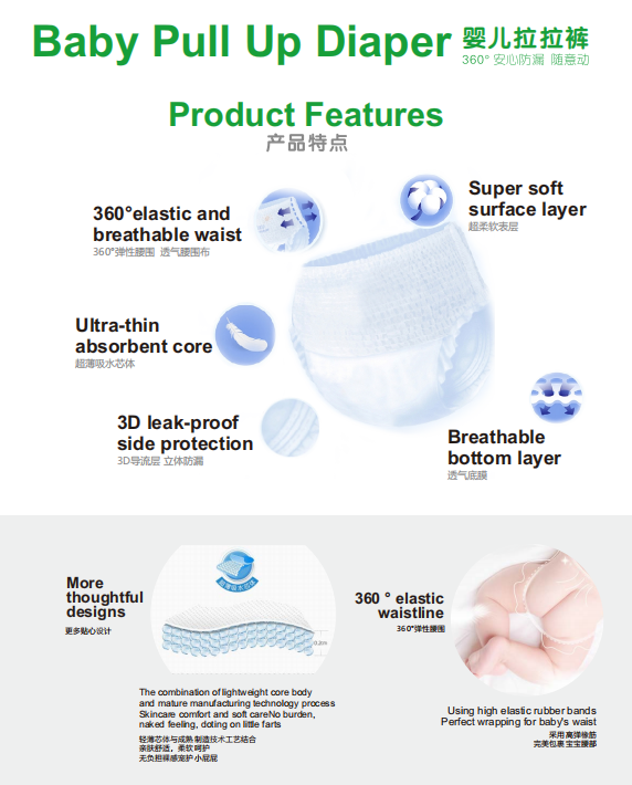 Baby Pull Up Diaper Product Features