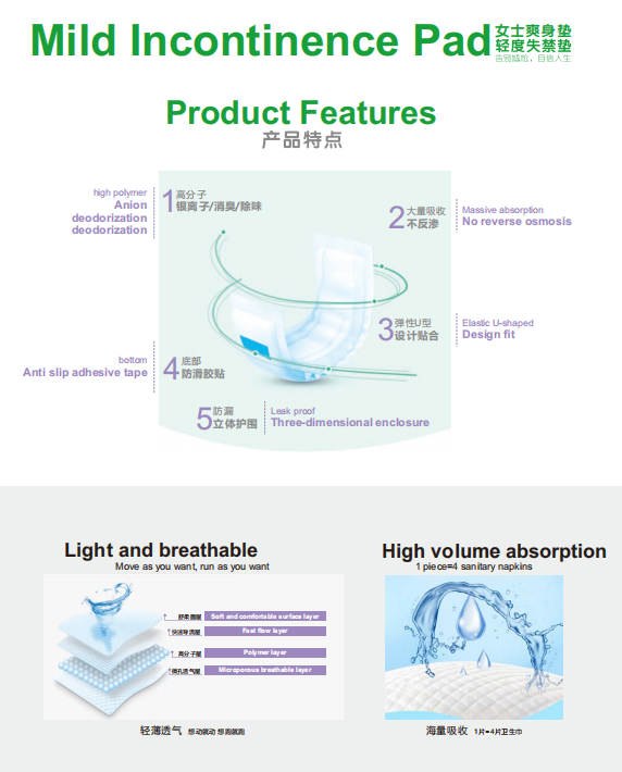 Mild Incontinence Pao Product Features